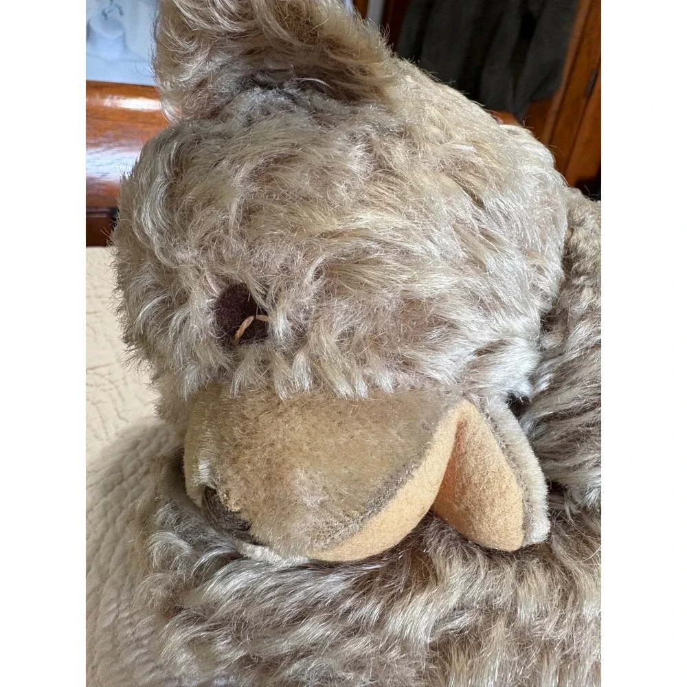 VTG  Steiff Floppy Zotty Teddy Bear Mohair Reclining Plush Brown Rattle 1950s
